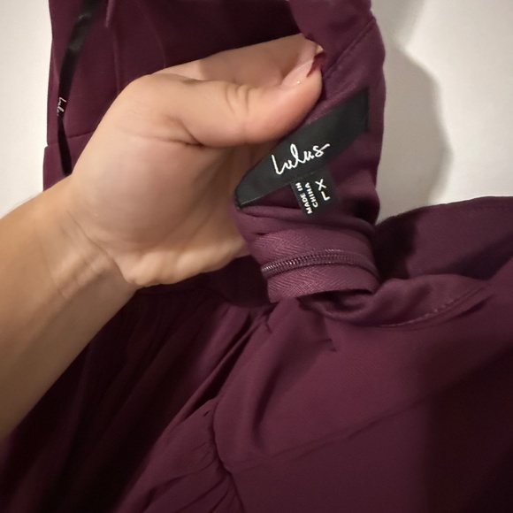 Lulus Radiant Charisma Plum Chiffon Ruched Tie-strap Maxi Dress Purple - Size XL - Picture 5 of 5